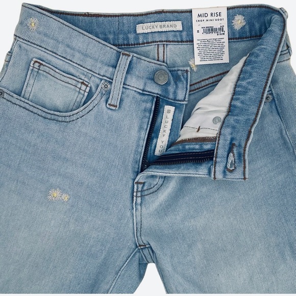 Lucky Brand Ava Mid Rise Crop Mini Boot with Floral Embroidery. Size 2 - Picture 6 of 14